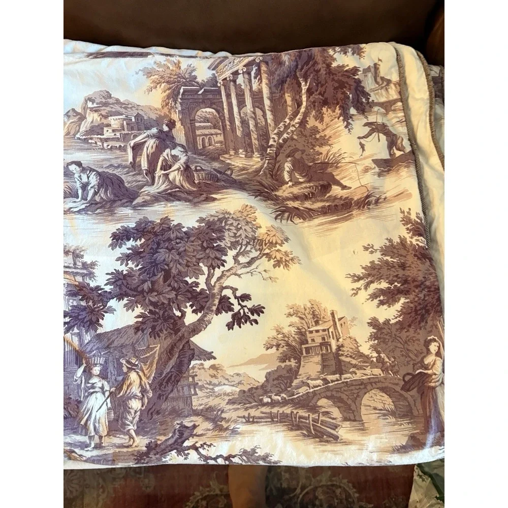 VTG Toile Spa Chinoiserie Custom‎ Made Queen Duvet Cover Soft Lavender 87